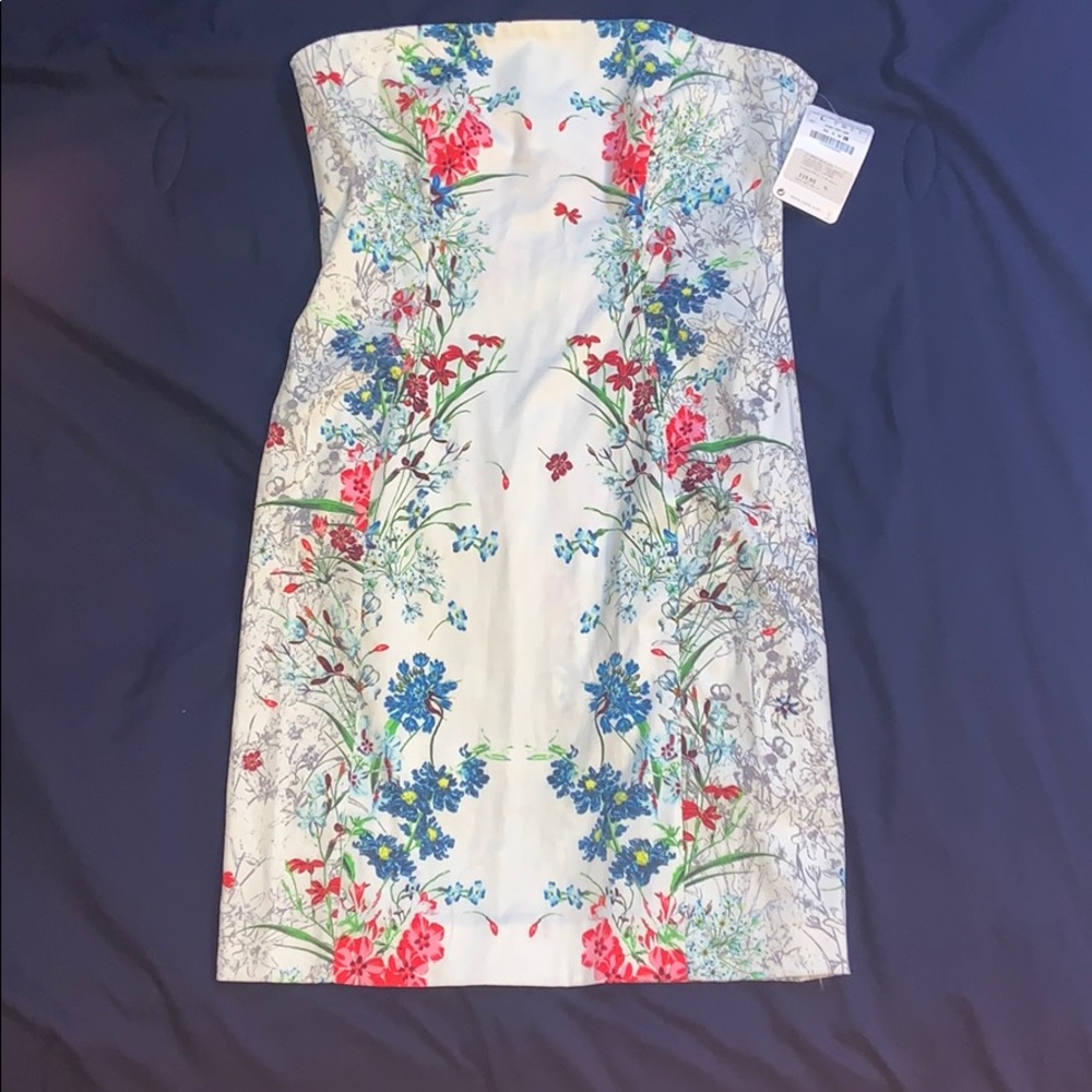 Zara strapless dress floral size L new